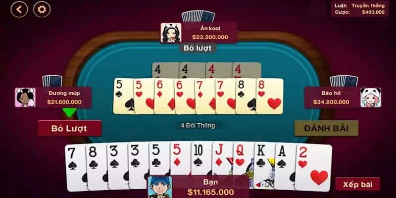 Nhớ bài để tránh trường hợp 4 đôi thông chặt tứ quý