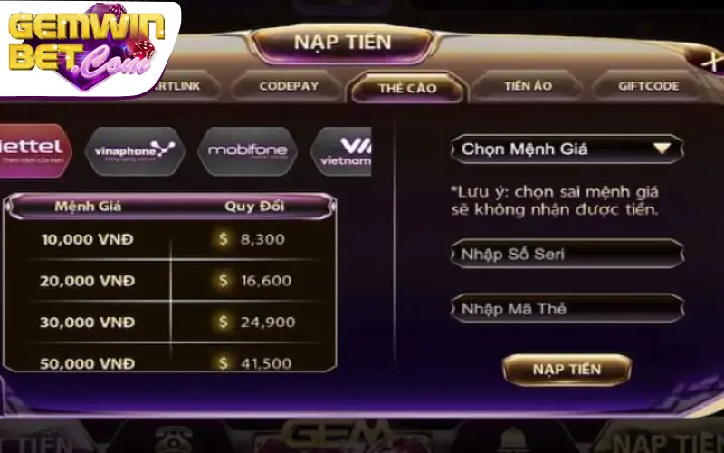 Quy trình giao dịch nạp bằng thẻ cào điện thoại  Quy trình giao dịch nạp bằng thẻ cào điện thoại