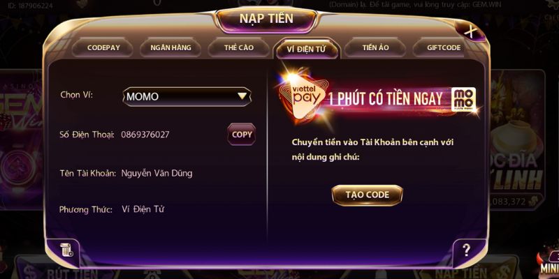 Nạp tiền bắn cá tiện lợi qua ví điện tử Nạp tiền bắn cá tiện lợi qua ví điện tử